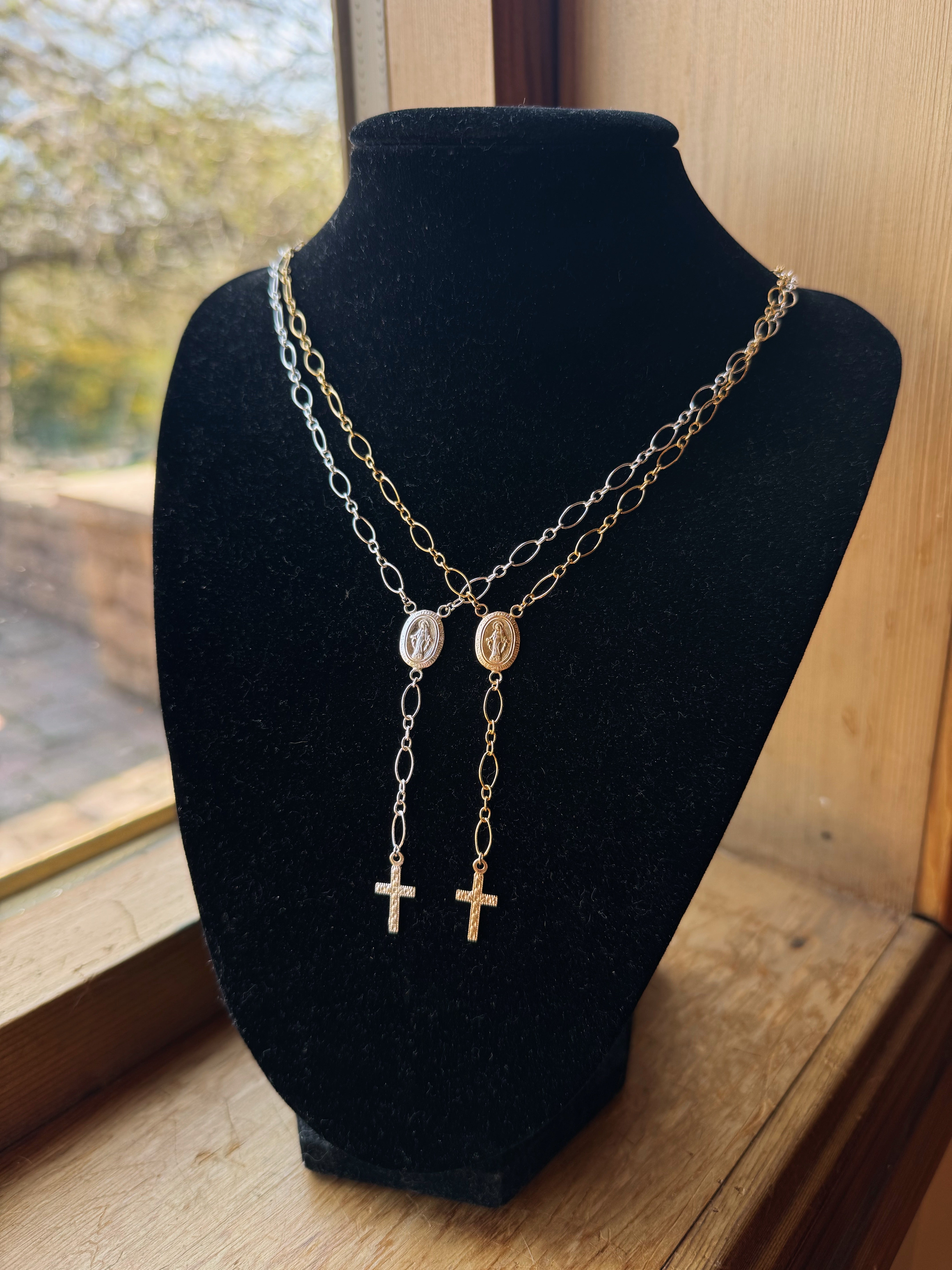 .925 Sterling Silver Rosary Necklace